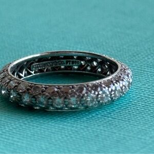 ❤️ Authentic Tiffany & Co Etoile Platinum & Pave Diamond Band Ring size 4.75